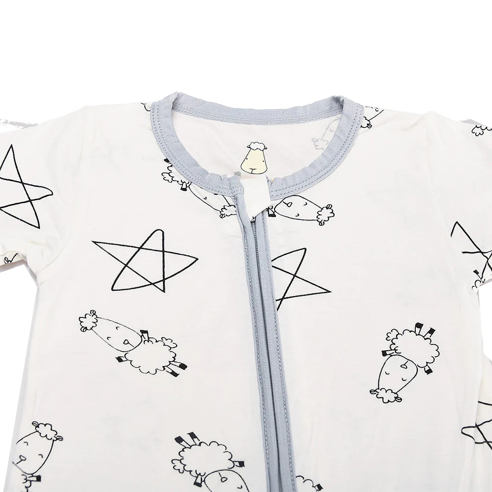 Romper Zip Cute Big Star & Sheepz White