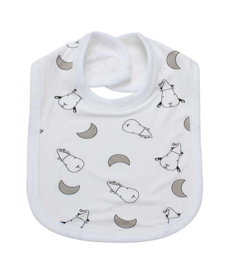 Bib White small moon & sheep