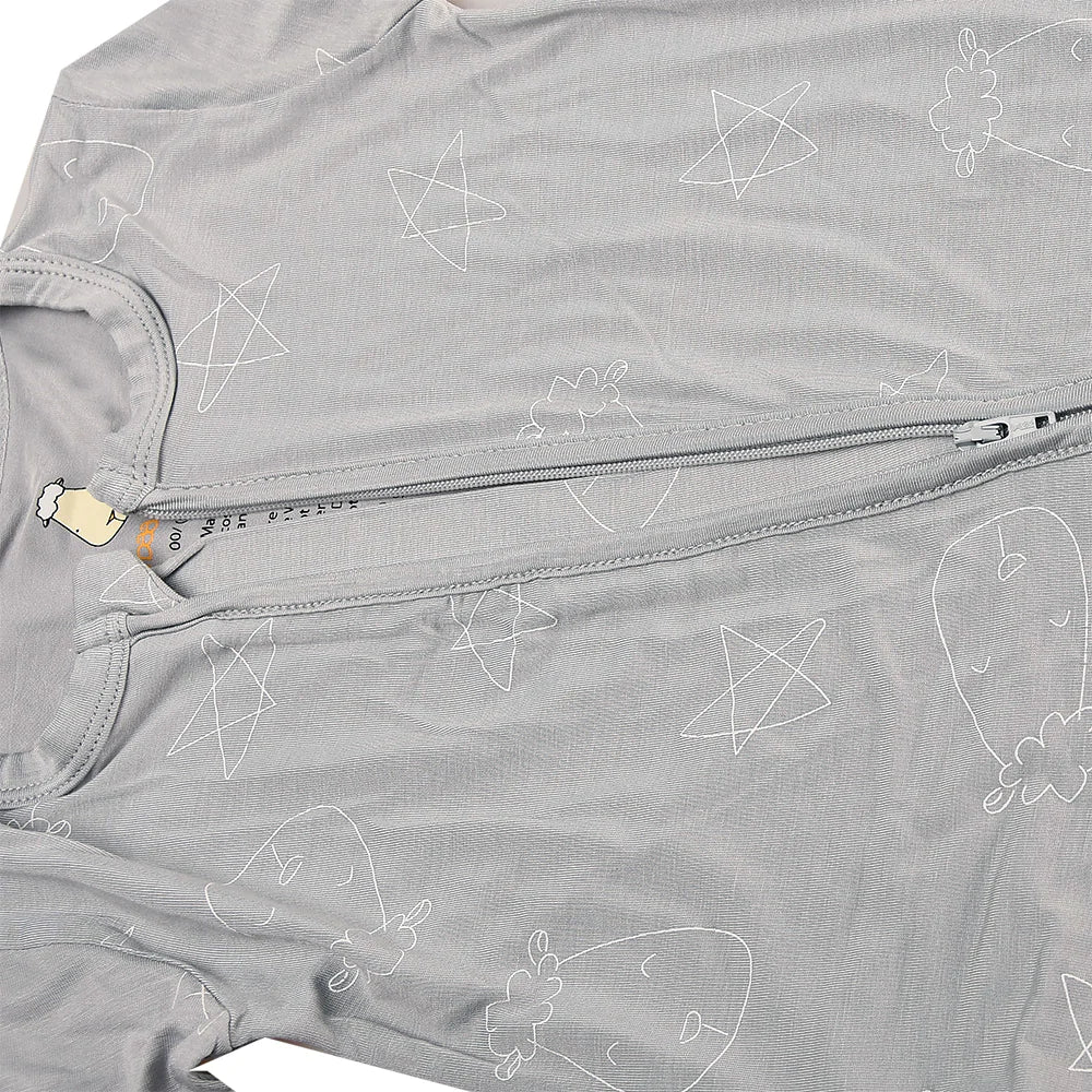 Romper Zip Cute Big Star & Head Grey