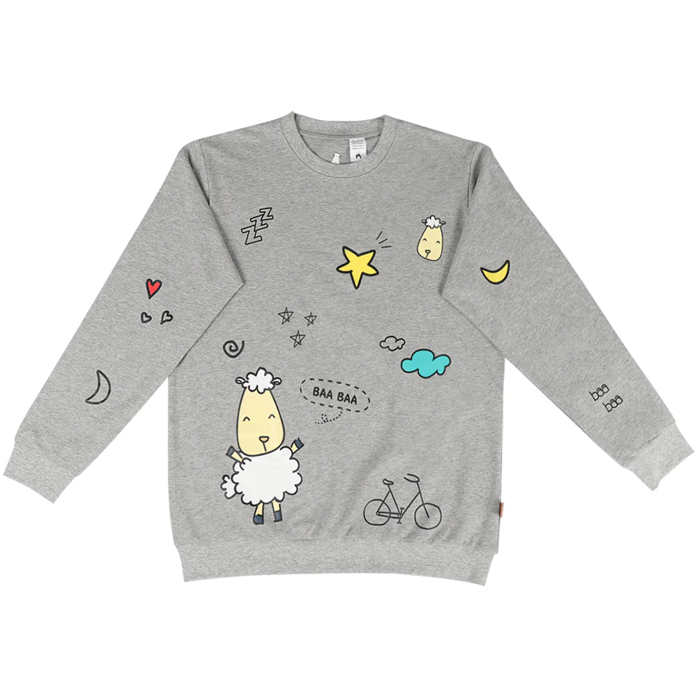 Unisex Long Sleeve Sweatshirt Happy Night Grey