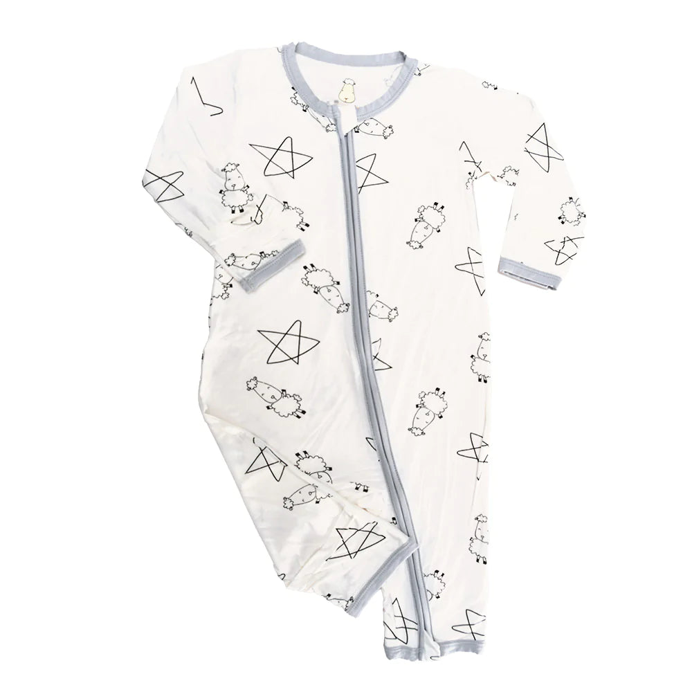 Romper Zip Cute Big Star & Sheepz White
