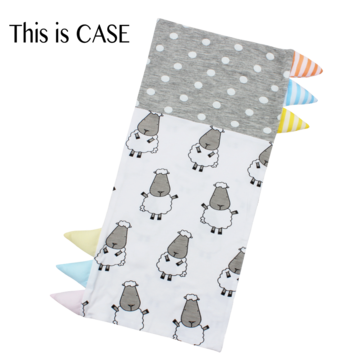 Bed-Time Buddy™ Case Big Sheepz White + Polka Dot Grey with Stripe tag - Small