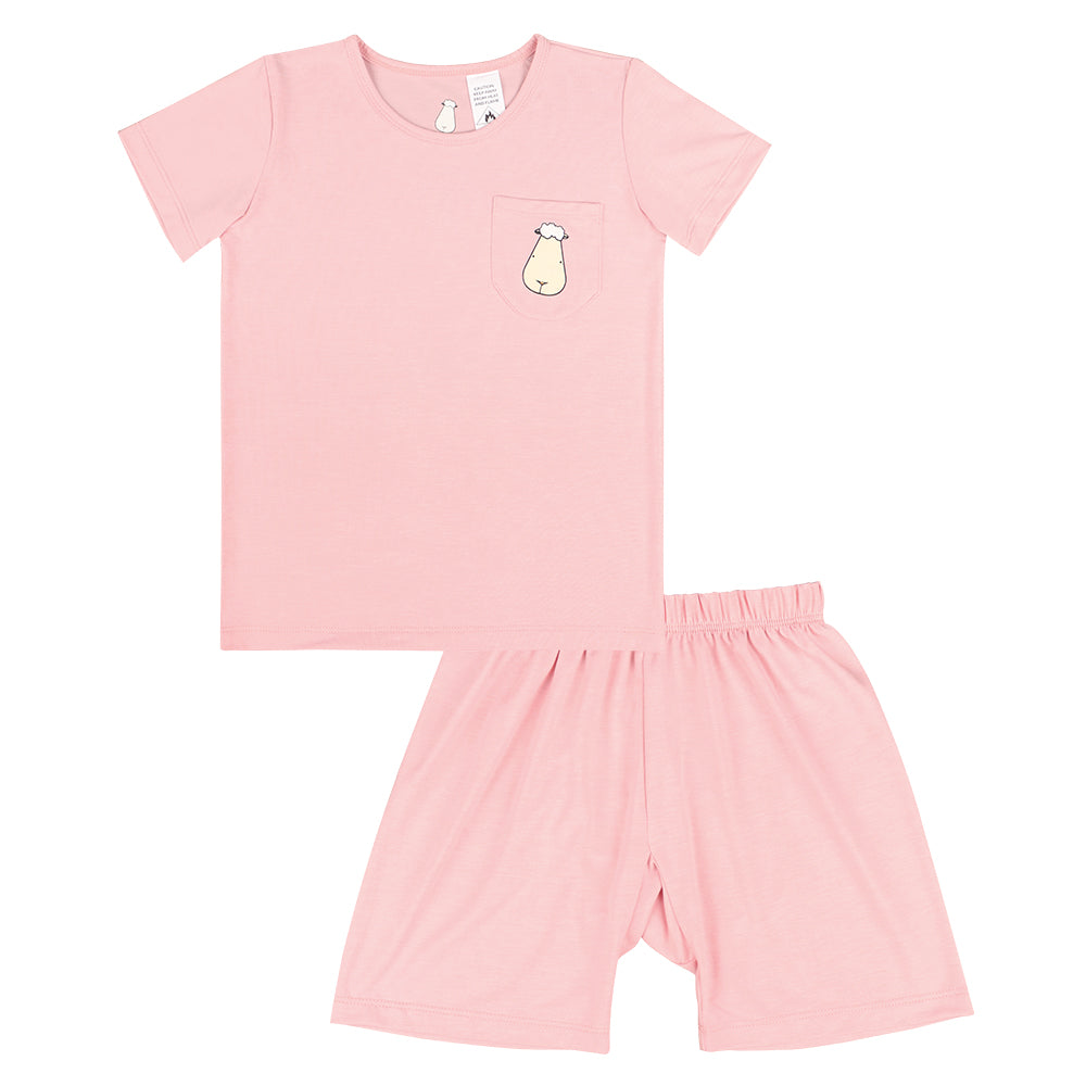 Short Sleeve Shirt Pink + Shorts Pink