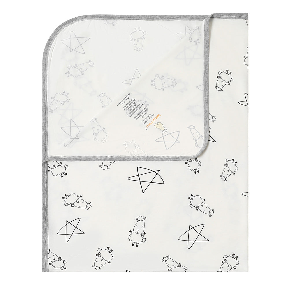 Single Layer Blanket Cute Big Star & Sheepz White - 36M