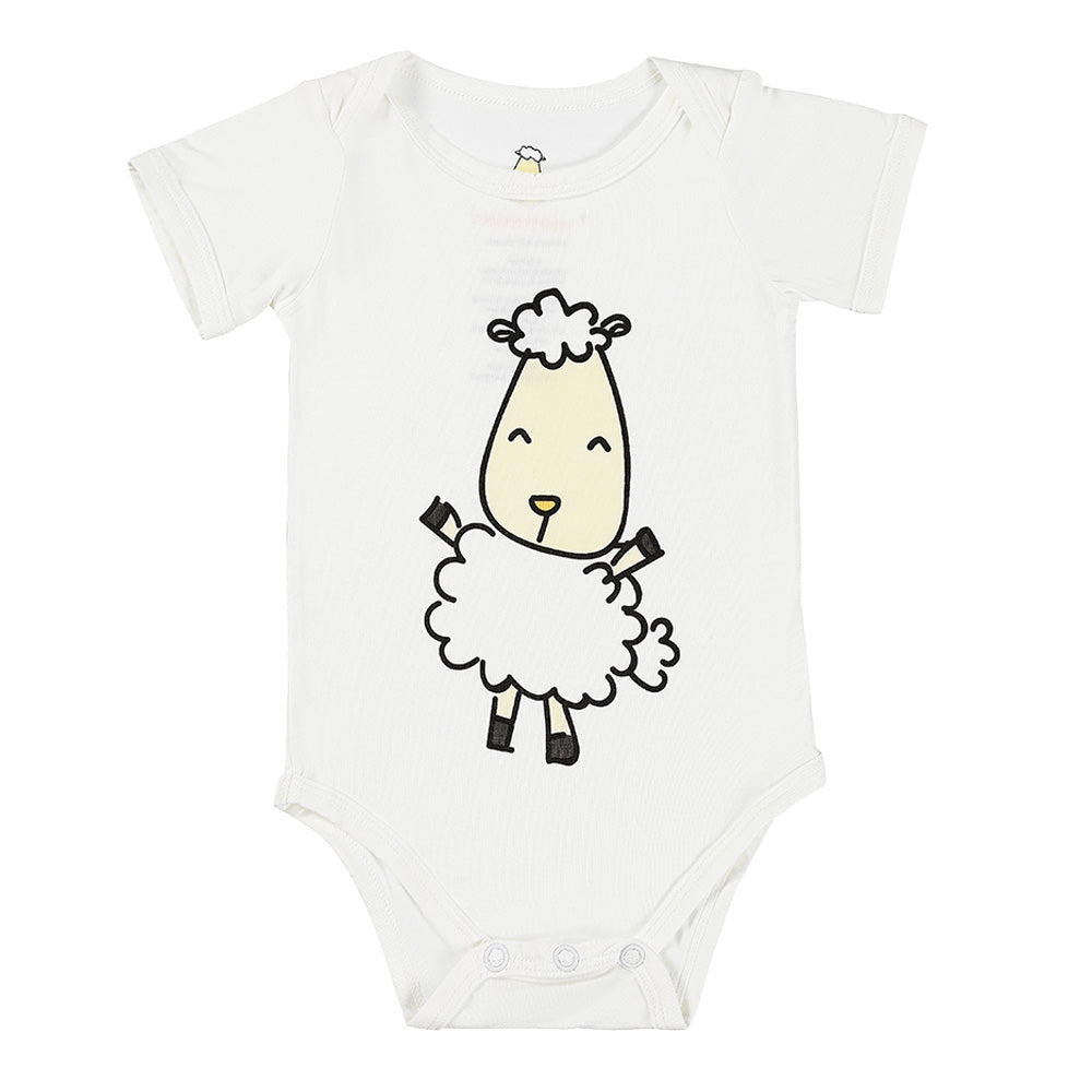 Short Sleeve Onesie Smiley Whole Sheepz White