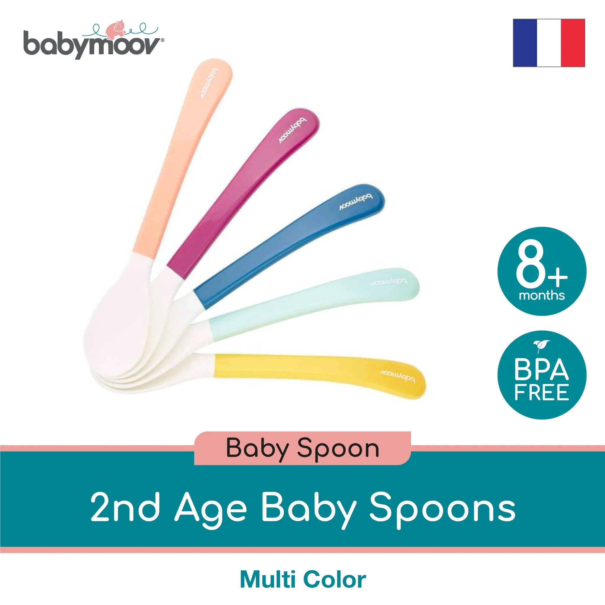 Babymoov 2nd Age Baby Spoon - Set of 5 (Multi Color)