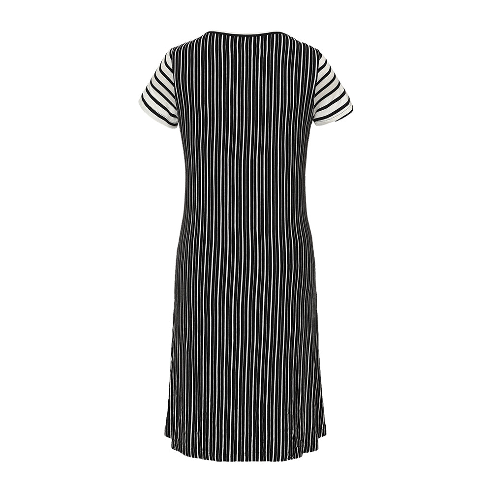 DooDooMooky Maternity & Nursing Dress Black & White Stripe