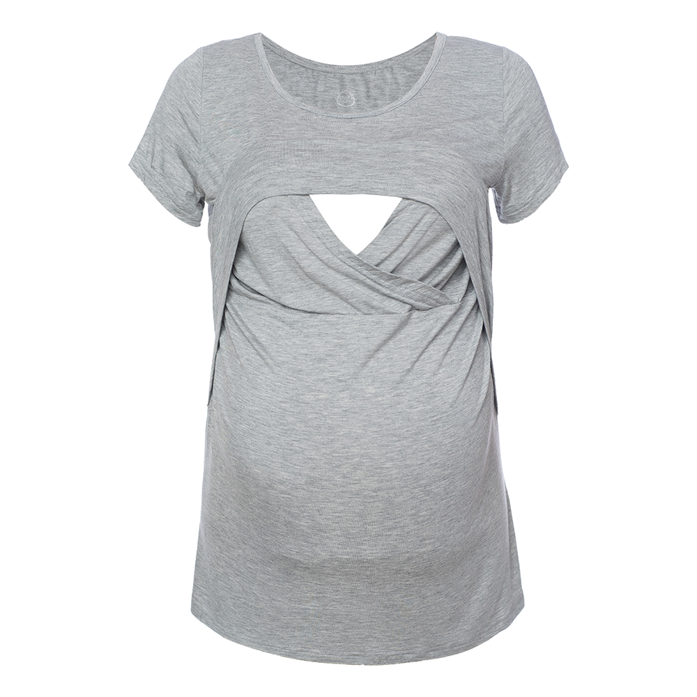 DooDooMooky Maternity & Nursing T-Shirt Mooky Flower Grey