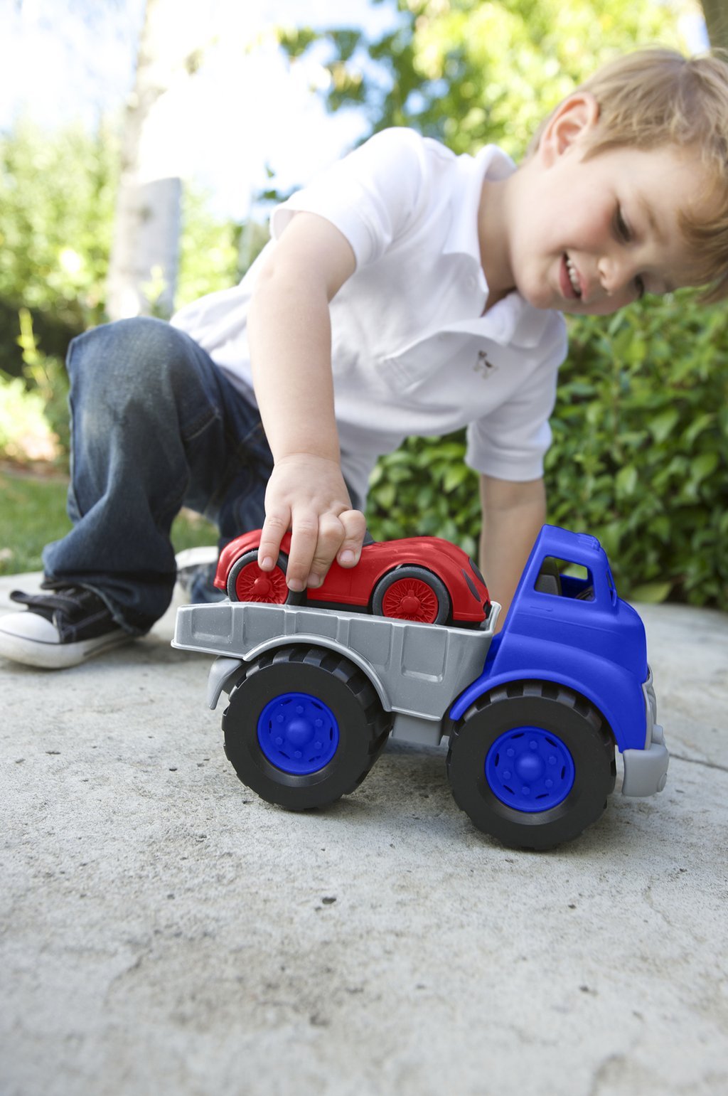 Green Toys Flatbed Truck with Race Car