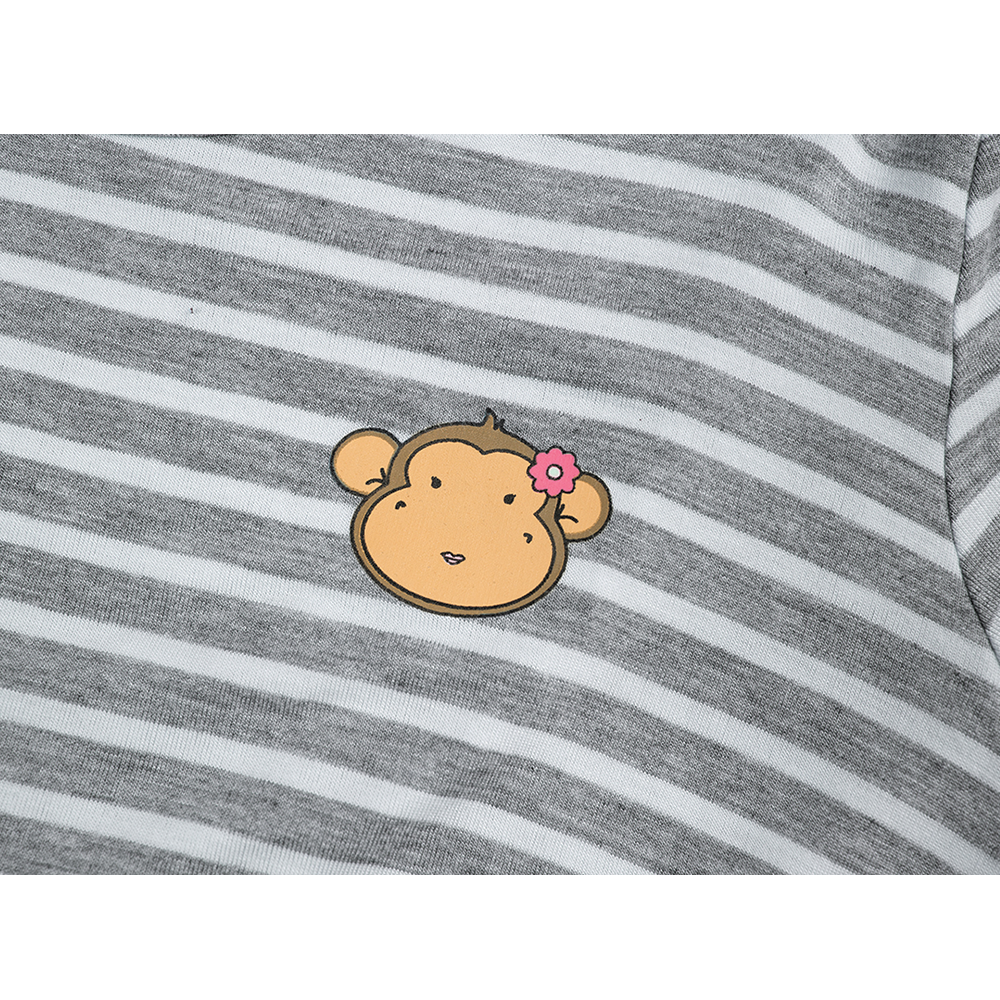 DooDooMooky Maternity & Nursing T-Shirt Small Doo Doo Mooky Face Stripe Grey & White with Grey