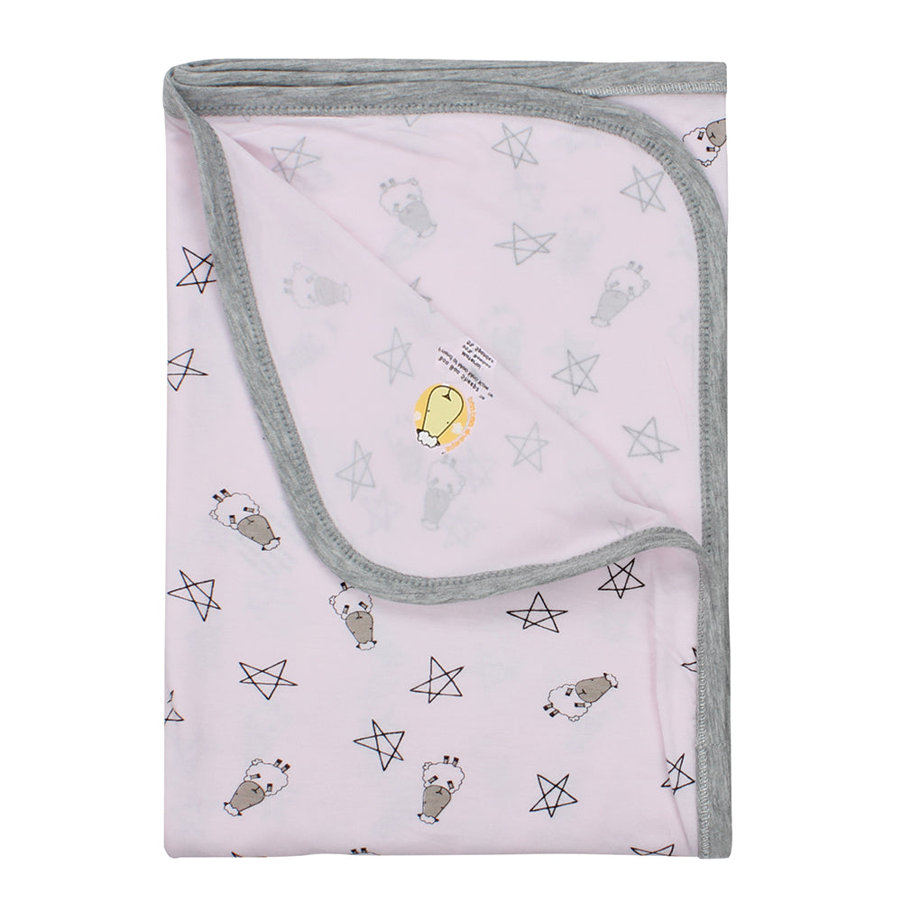 Single Layer Blanket Small Star & Sheepz Pink - 4T