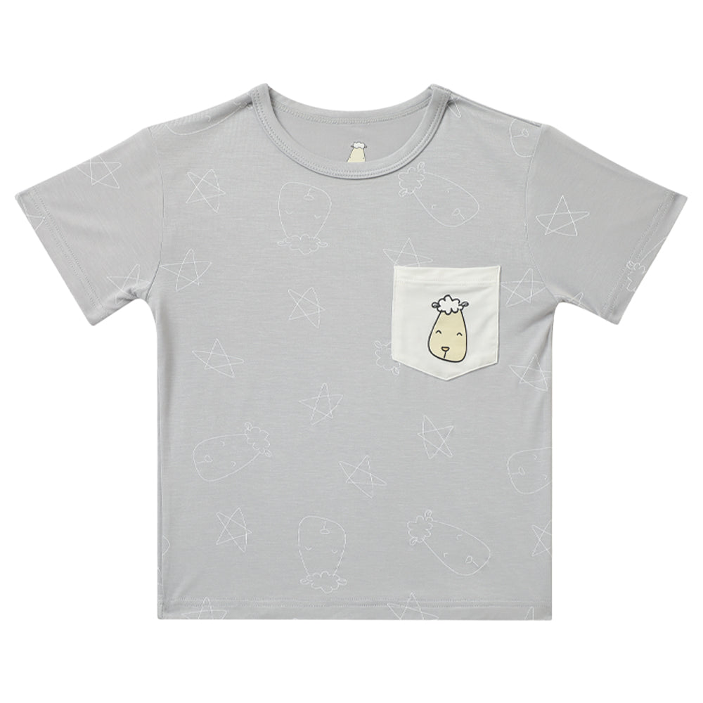 Unisex Short Sleeve T-Shirt Cute Big Star & Head Grey