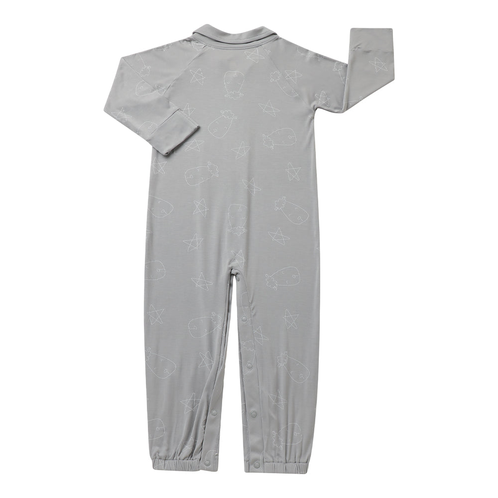 Convertible Gown & Romper Cute Big Star & Head Grey