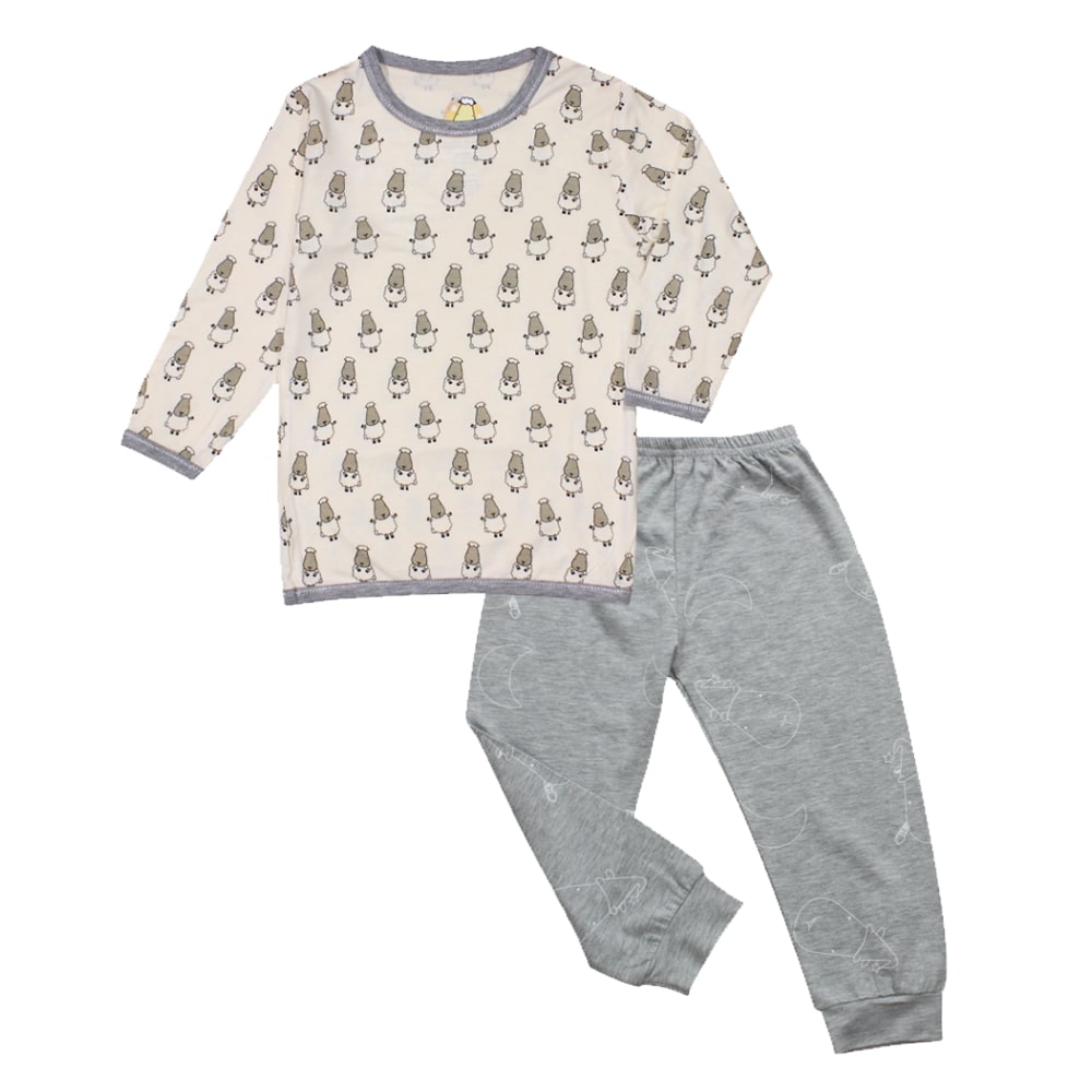 Pyjamas Set Yellow Small Sheepz + Grey Big Moon & Sheepz