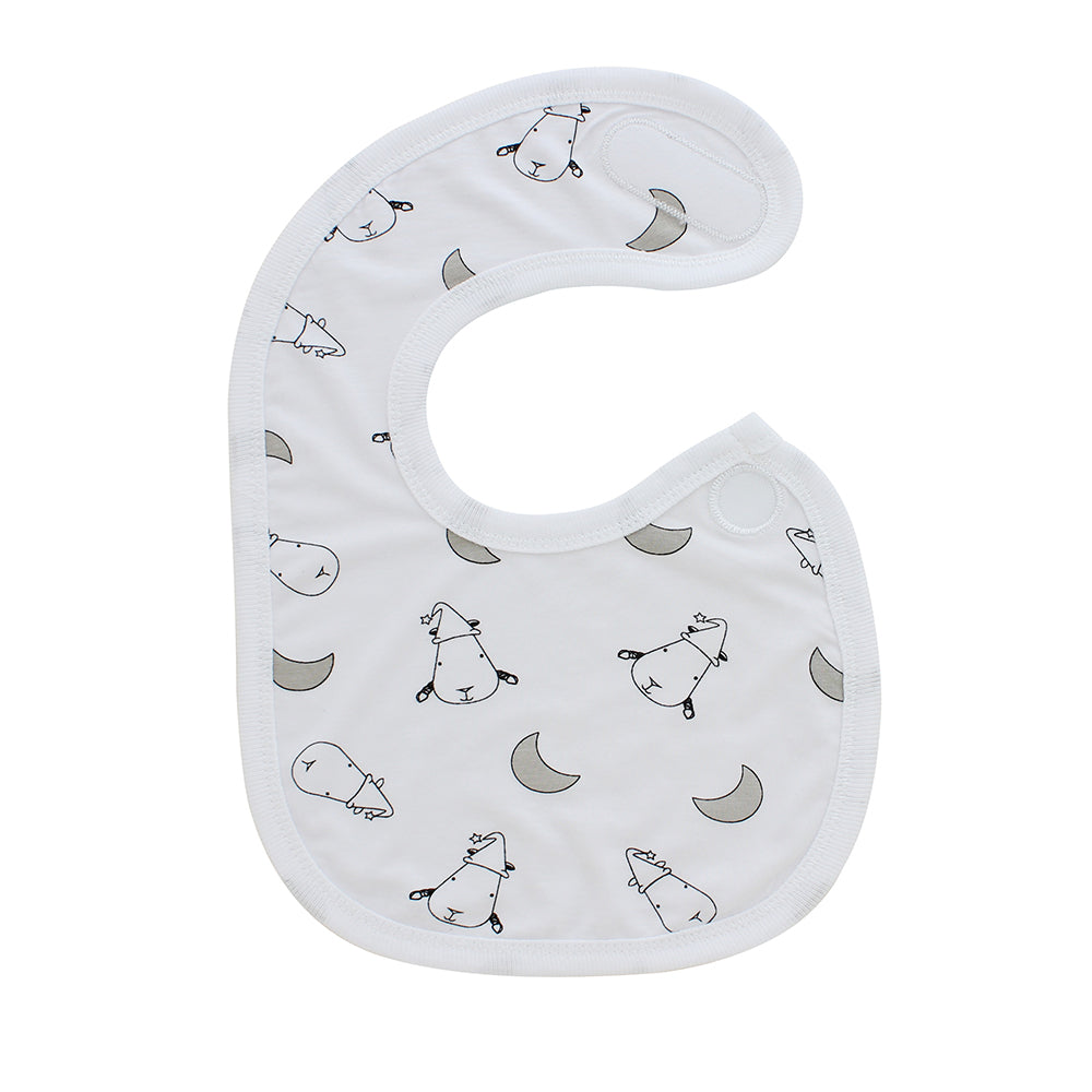 Bib White small moon & sheep