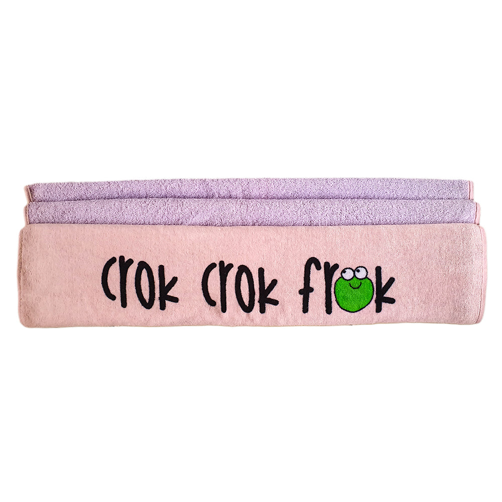 CrokCrokFrok Bath Towel Crok Girl - Pink with Purple - Small