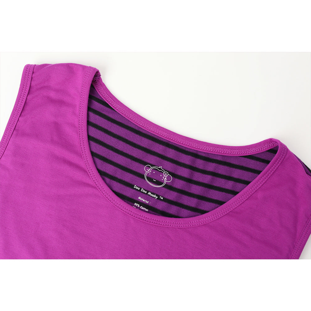 DooDooMooky Maternity & Nursing Sleeveless Dress Violet with Stripe