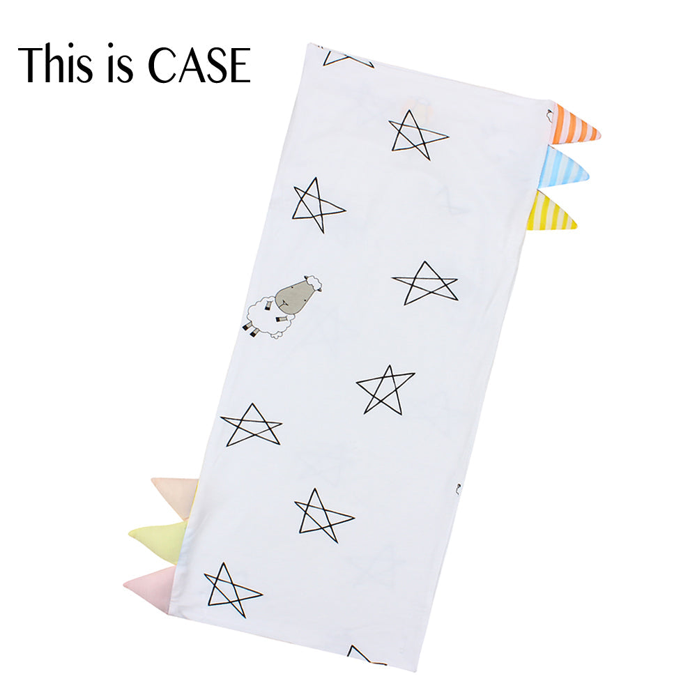 Bed-Time Buddy™ Case Big Star & Sheepz White with Color & Stripe tag - Medium