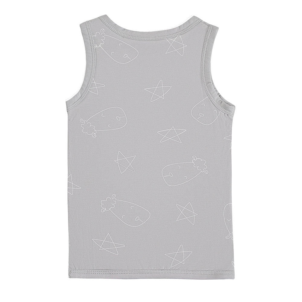 Sleeveless Shirt Cute Big Star & Head Grey