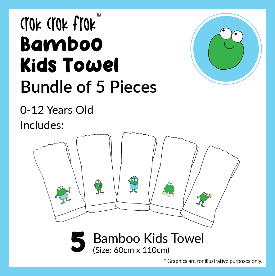 CrokCrokFrok Bamboo Kids Towel White Bundle