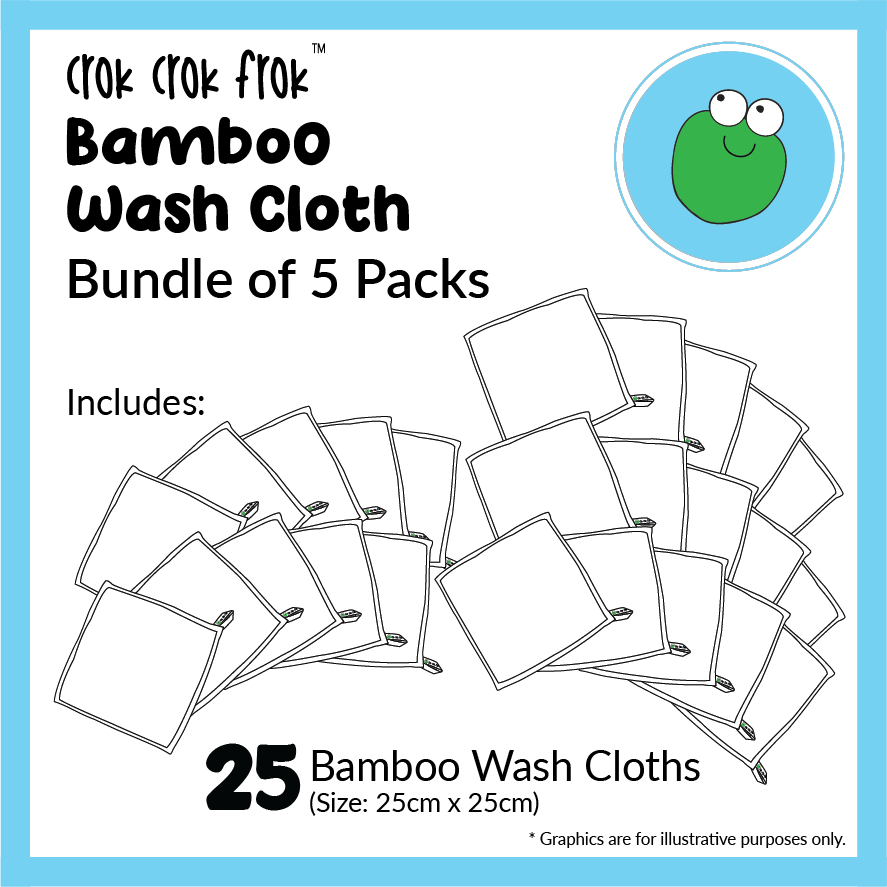 CrokCrokFrok Bamboo Wash Cloth White Bundle of 5