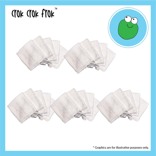 CrokCrokFrok Bamboo Wash Cloth White Bundle of 5