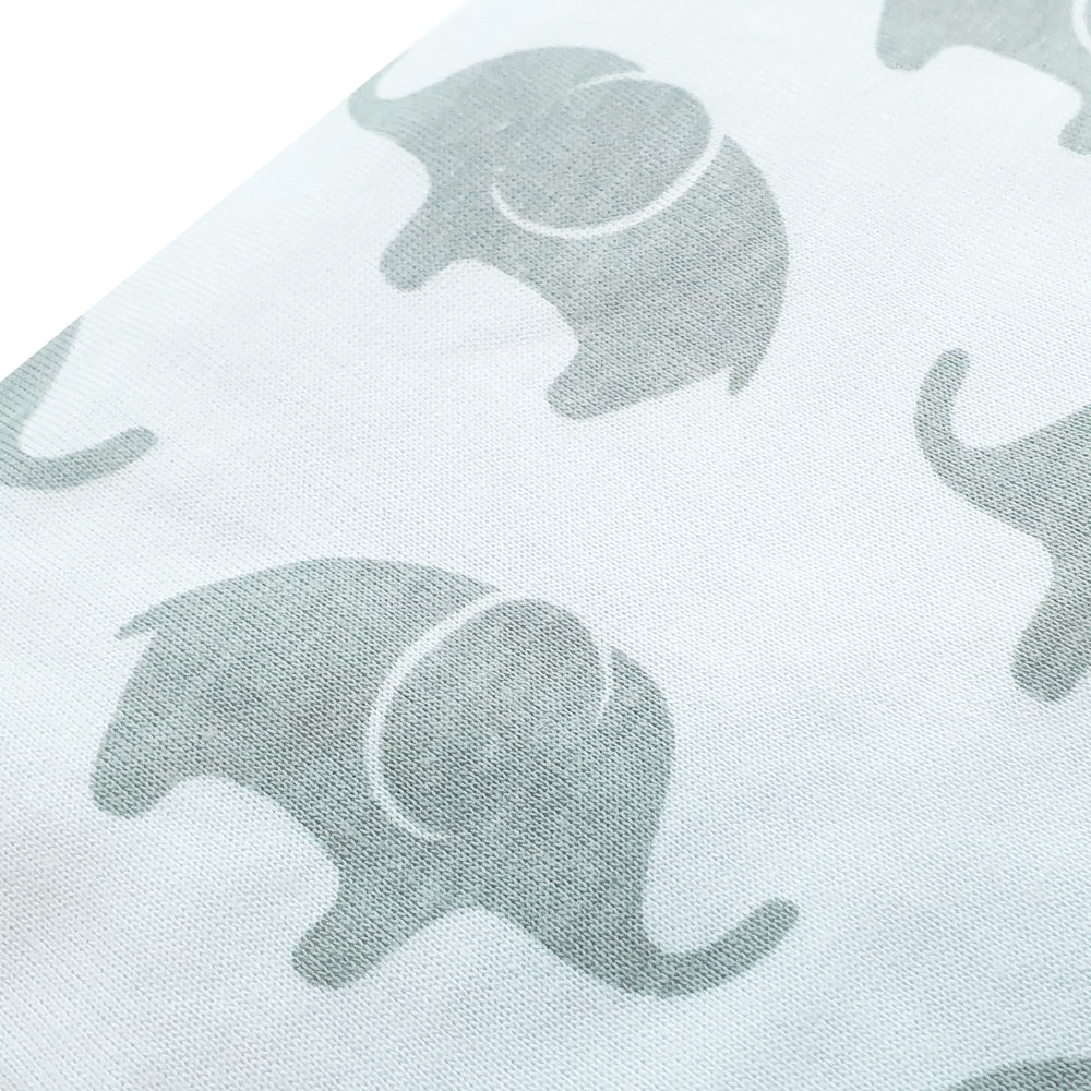 Happy Cot 100% Cotton Waterproof Fitted Sheet - Grey Elephants