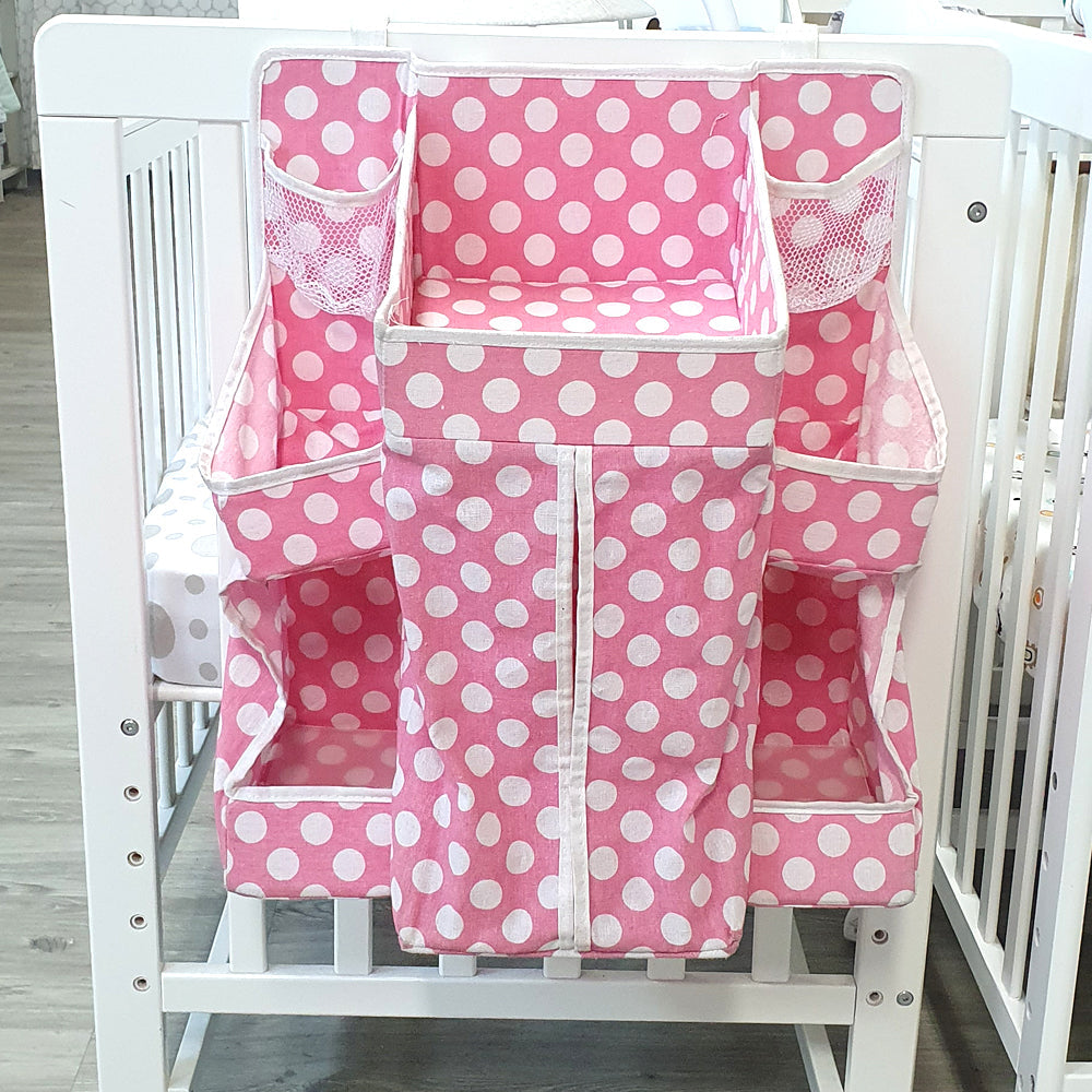 Happy Cot Diaper Stacker - Pink / Blue / Chocolate Dots