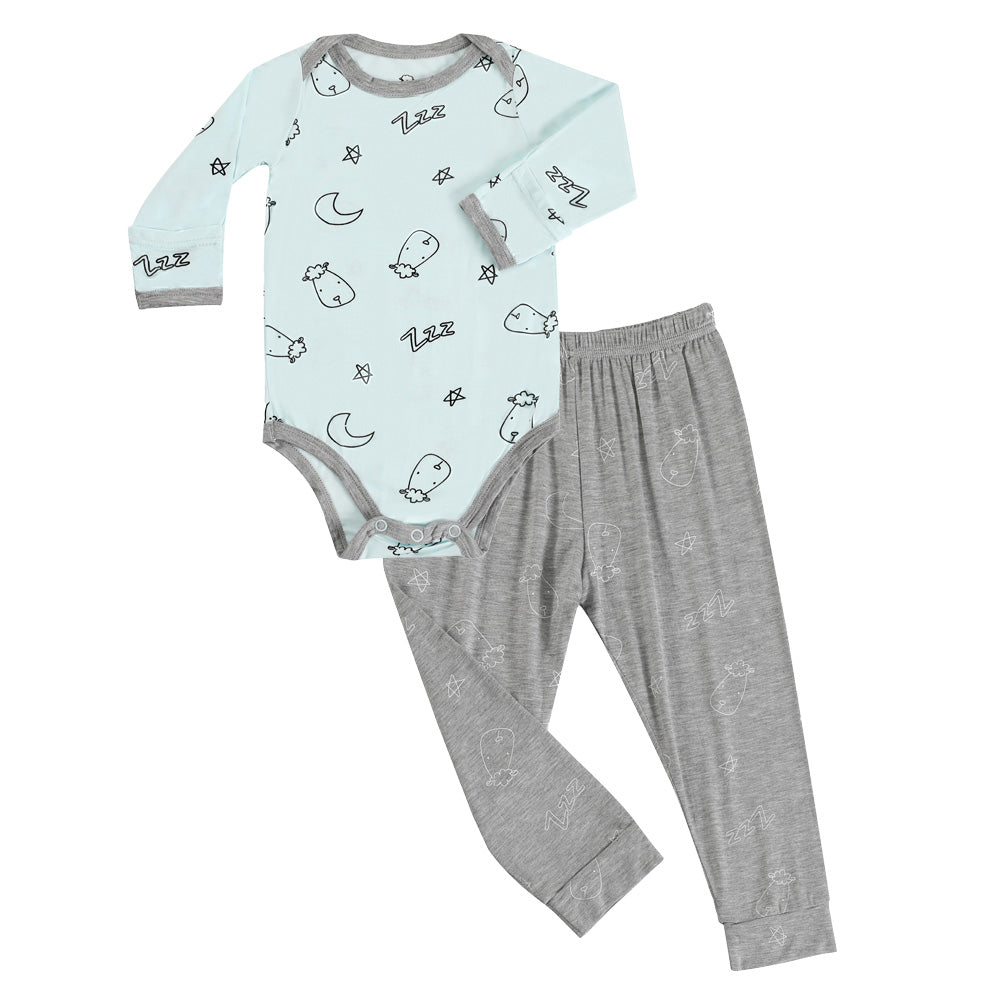 Long Sleeve Onesie Sweet Dreams Baa Baa Blue + Pant Sweet Dreams Baa Baa Grey