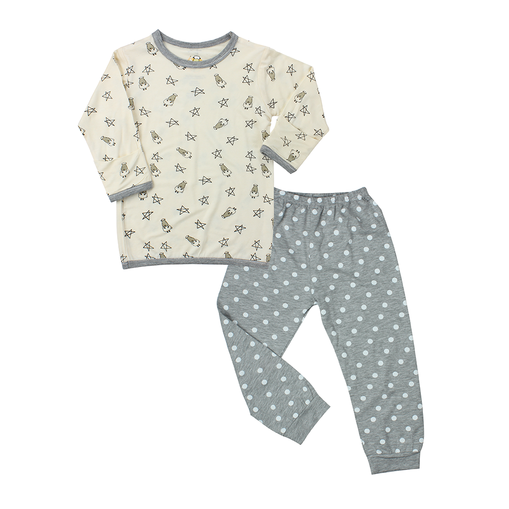 Pyjamas Set Small Star & Sheepz Yellow + Polka Dot Grey – Moo Moo Kow ...