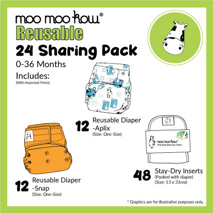 Sharing Package - 24 Moo Moo Kow® Diapers