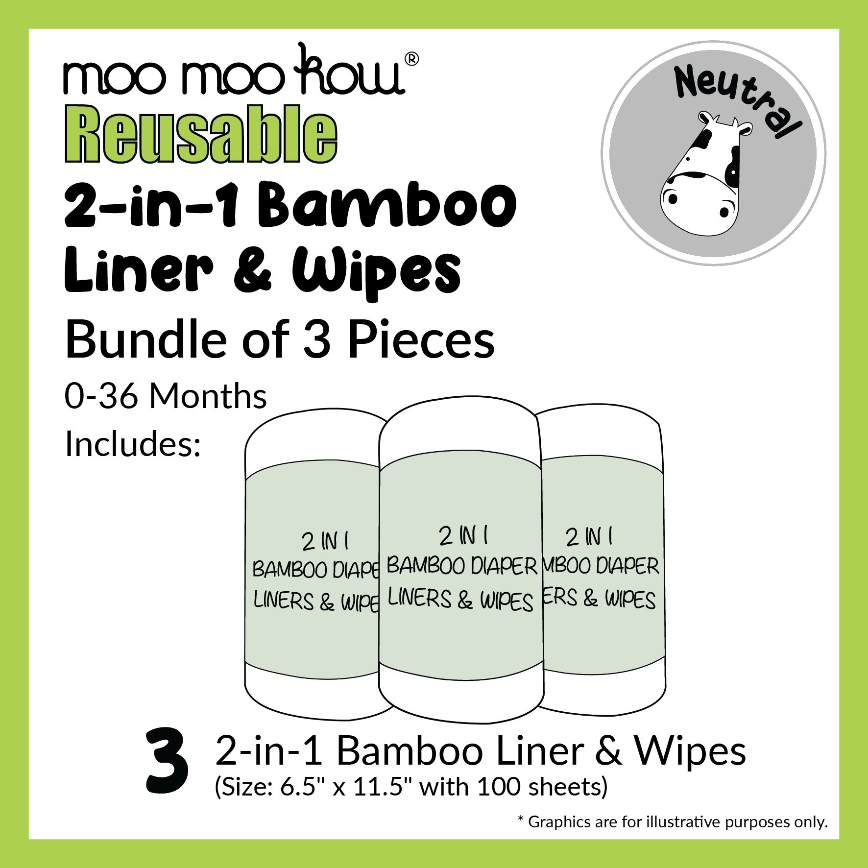 2 in 1 Bamboo Diaper Liners & Wipes (Bundle of 3)