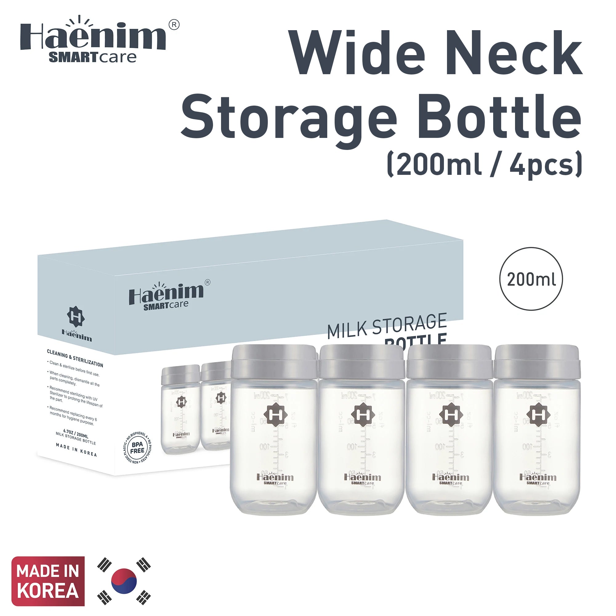 Haenim Wide Neck Storage Bottle 200ml (4pcs)