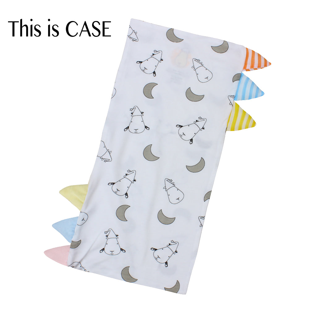 Bed-Time Buddy™ Case Small Moon & Sheepz White with Color & Stripe tag - Medium