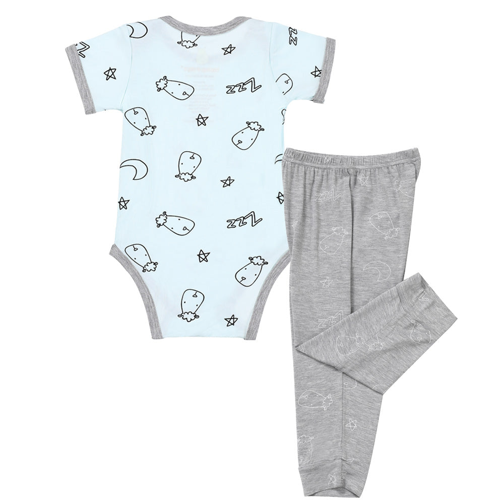 Short Sleeve Onesie Sweet Dreams Baa Baa Blue + Pant Sweet Dreams Baa Baa Grey