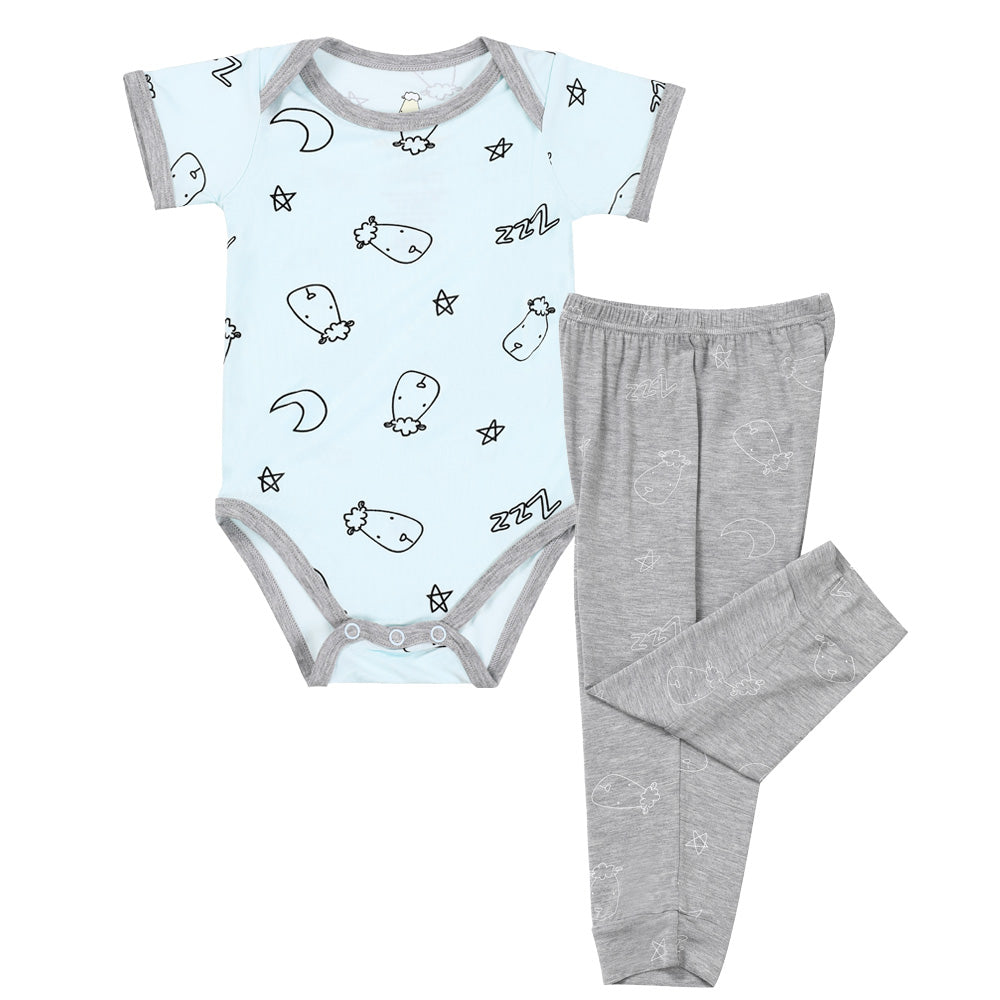 Short Sleeve Onesie Sweet Dreams Baa Baa Blue + Pant Sweet Dreams Baa Baa Grey