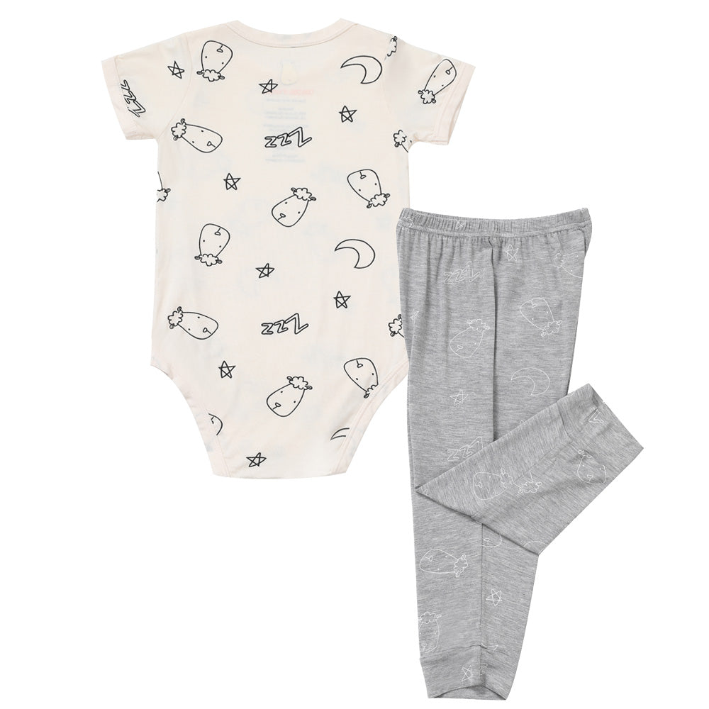 Short Sleeve Onesie Sweet Dreams Baa Baa Yellow + Pant Sweet Dreams Baa Baa Grey