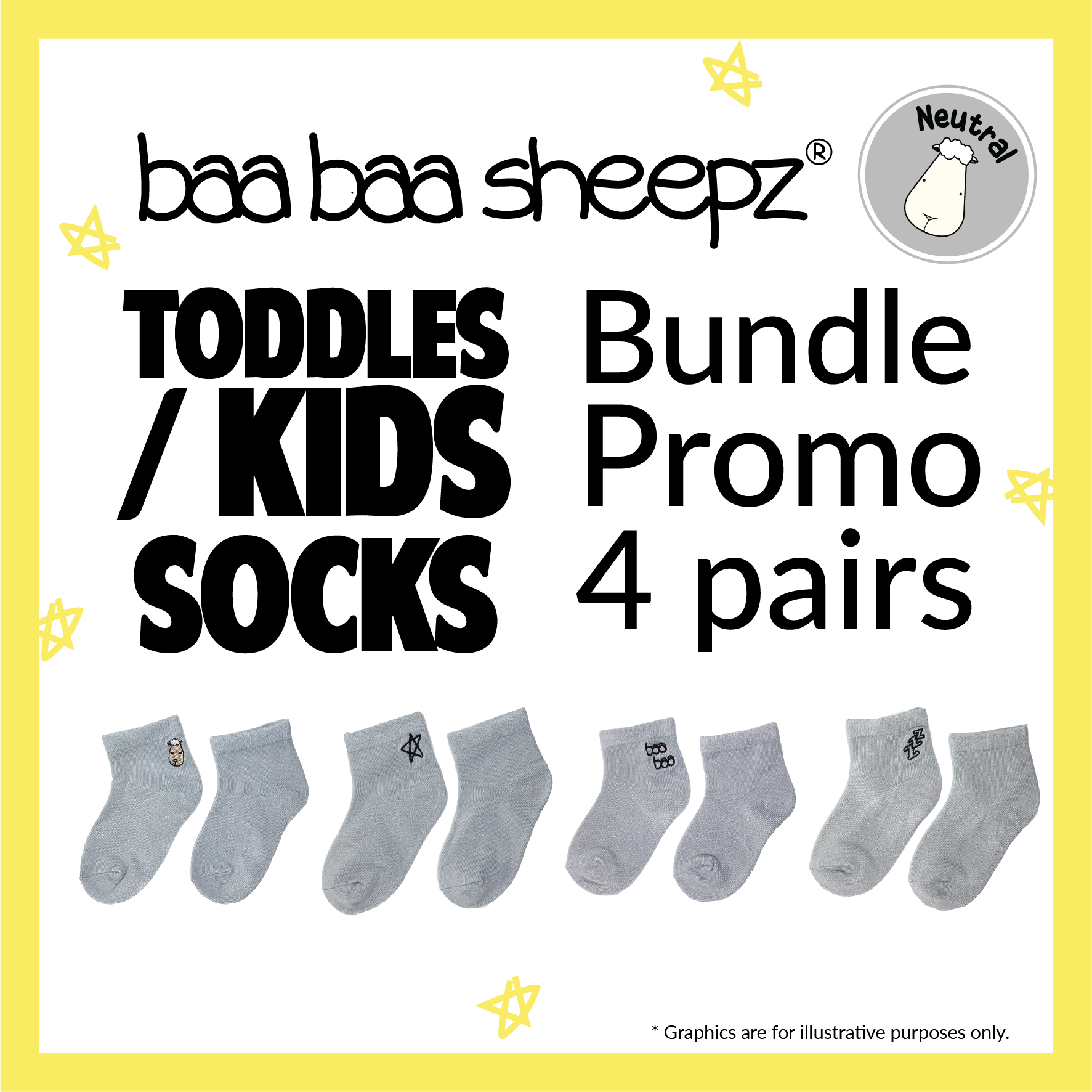 Toddler / Kids Socks Bundle Promo 4 pairs