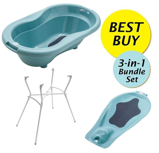 Rotho Babydesign Value Bundle B, Bath Tub + Bath Seat + Bath Stand (6 Colors)