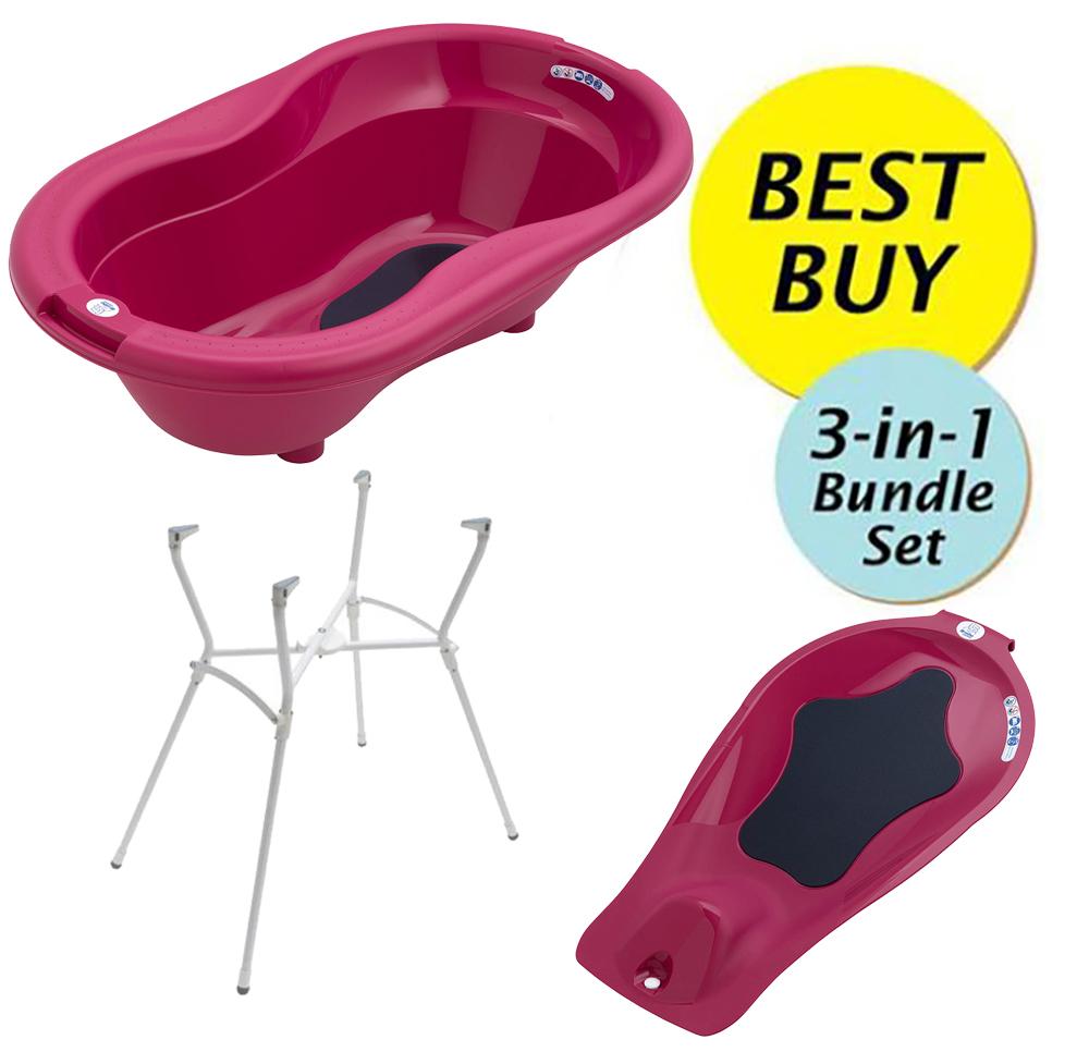 Rotho Babydesign Value Bundle B, Bath Tub + Bath Seat + Bath Stand (6 Colors)