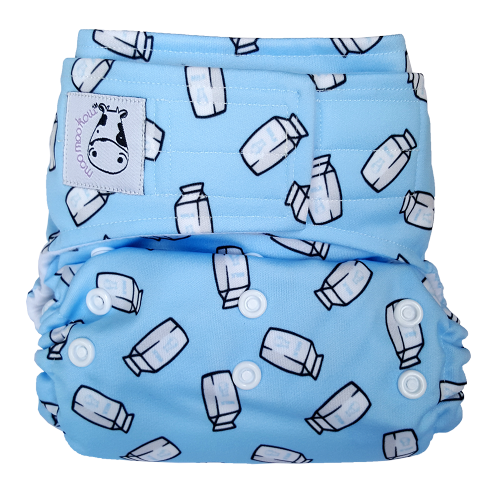 Cloth Diaper One Size Aplix - Milk Cartons