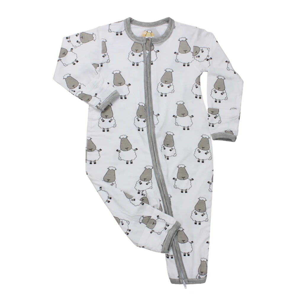 Romper Zip Big Sheepz White with Grey Border