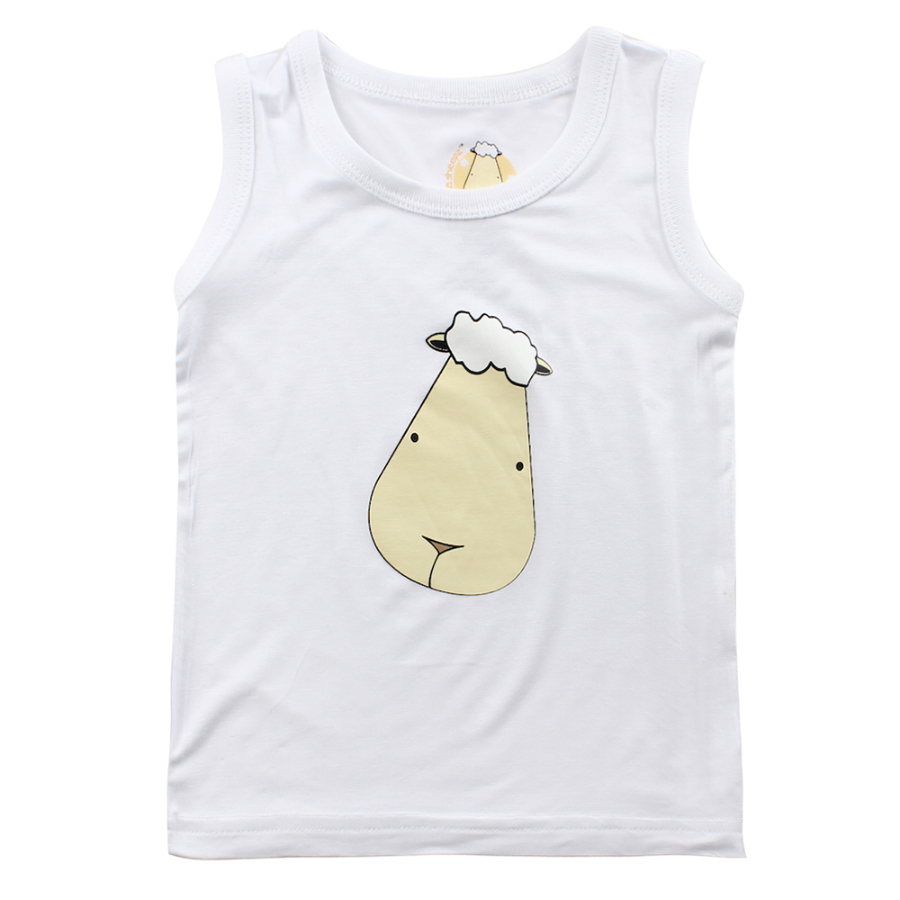 Sleeveless Shirt White Big Face