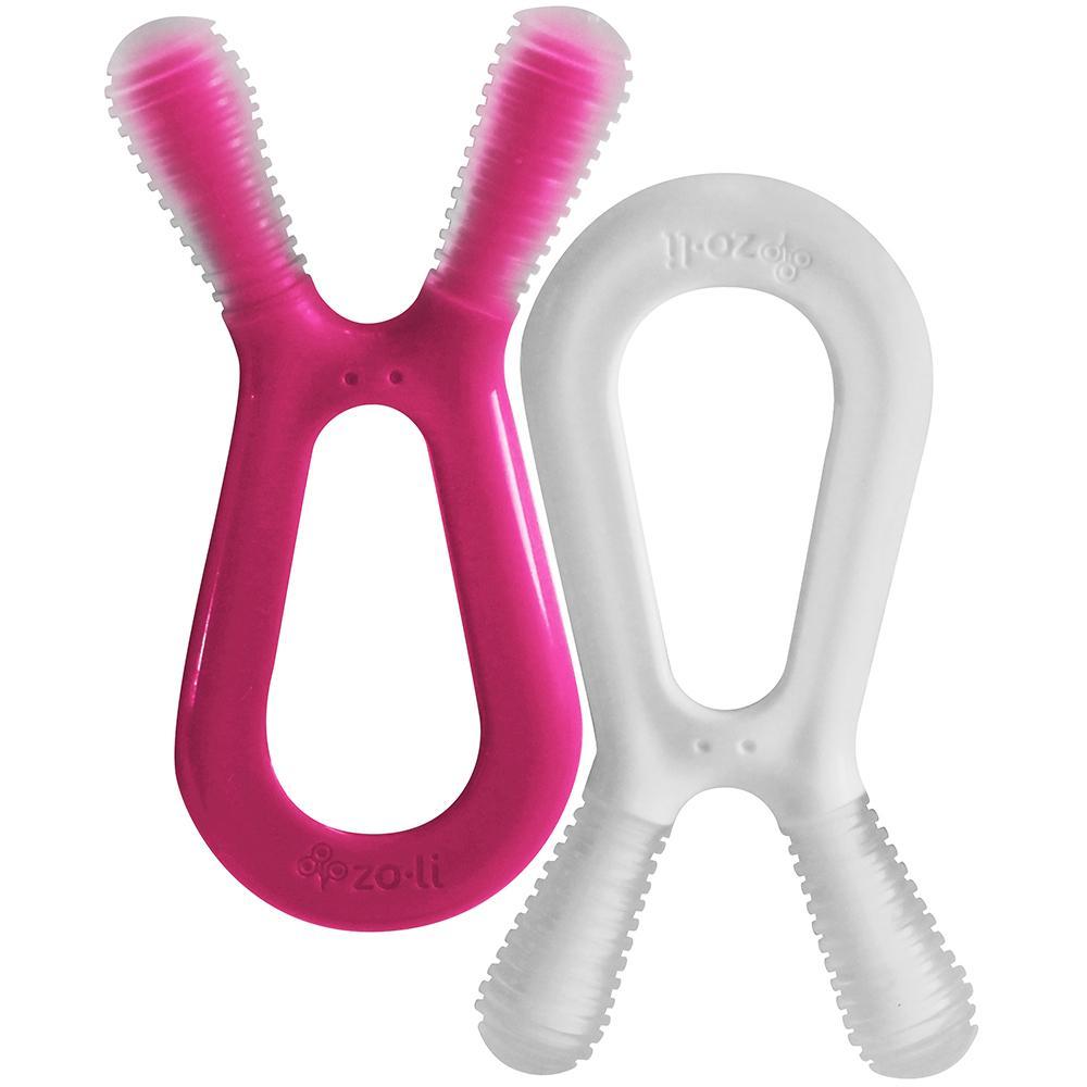 ZoLi Bunny dual nub Teethers Pink+White