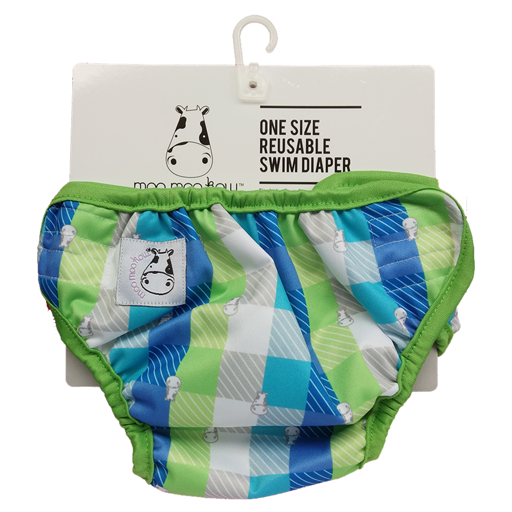 One Size Swim Diaper Checkers with Green Border