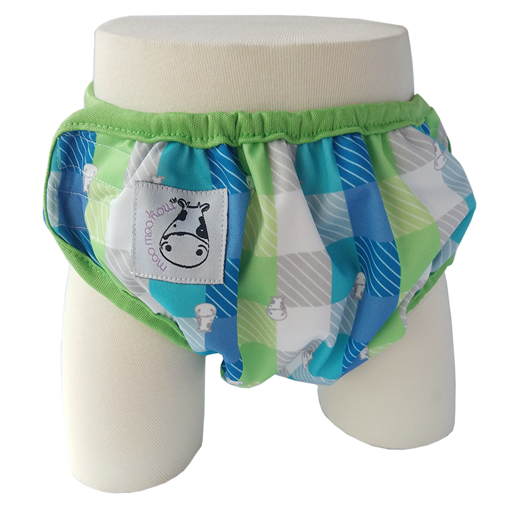 One Size Swim Diaper Checkers with Green Border