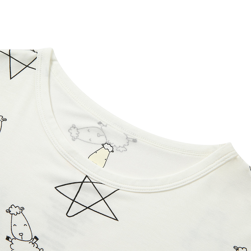 Unisex Short Sleeve T-Shirt Cute Big Star & Sheepz White