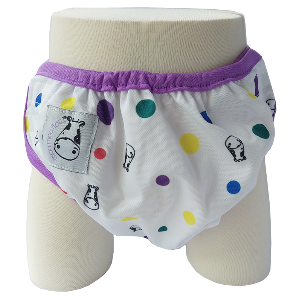 One Size Swim Diaper Dot Dot with Purple Border