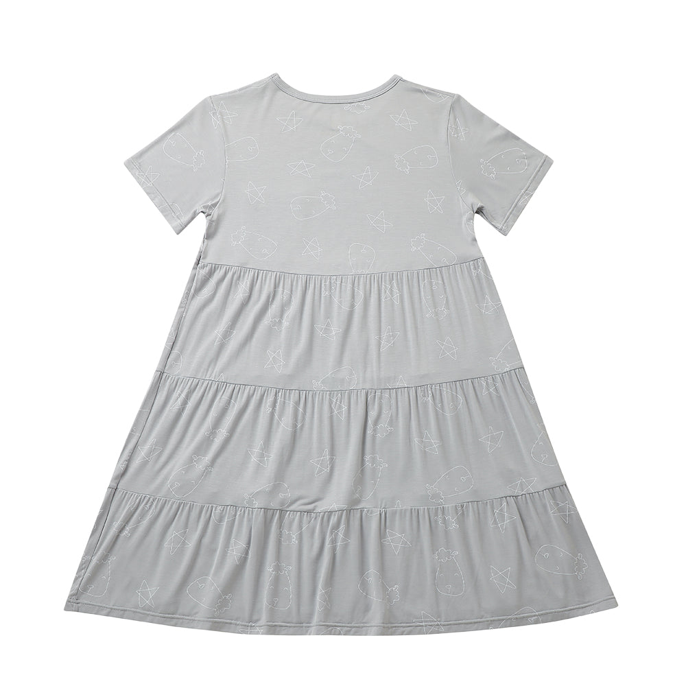 Tiered Dress Cute Big Star & Head Grey