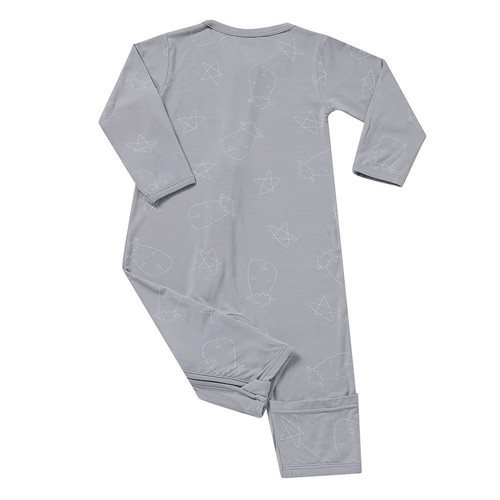 Romper Zip Cute Big Star & Head Grey